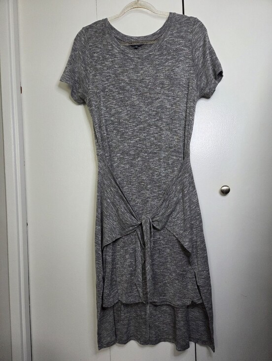 Lucky Brand Dresses & Skirts - Lucky Brand Women's L Charcoal Stretchy Knit Front Tie Sporty Midi Dress